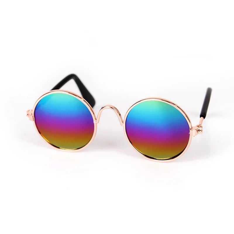 Adorável vintage redondo gato óculos de sol reflexão óculos para pequeno cão gato pet fotos produtos para animais de estimação adereços acessórios