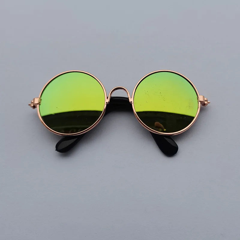 Adorável vintage redondo gato óculos de sol reflexão óculos para pequeno cão gato pet fotos produtos para animais de estimação adereços acessórios