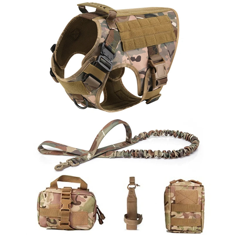 Colete militar tático para animais de estimação pastor alemão golden retriever treinamento tático arnês e trela conjunto para todas as raças cães