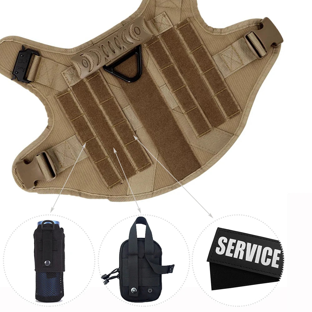 Coleira Tática Militar para Cães Grandes e Médios, Colete de Treinamento para Pastor Alemão e Malinois, Acessórios de Caça para Cães