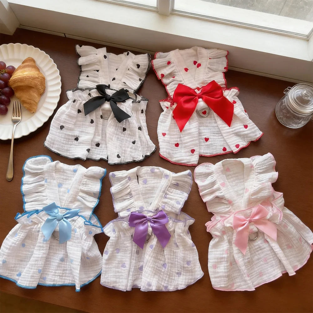 Vestido de Verão para Gatos, Roupa Fina Anti-Queda de Pelos para Animais de Estimação, com Argola D para Coleira, Respirável, para Gatinhos, Cães Pequenos e Filhotes, Estilo Princesa Fofo