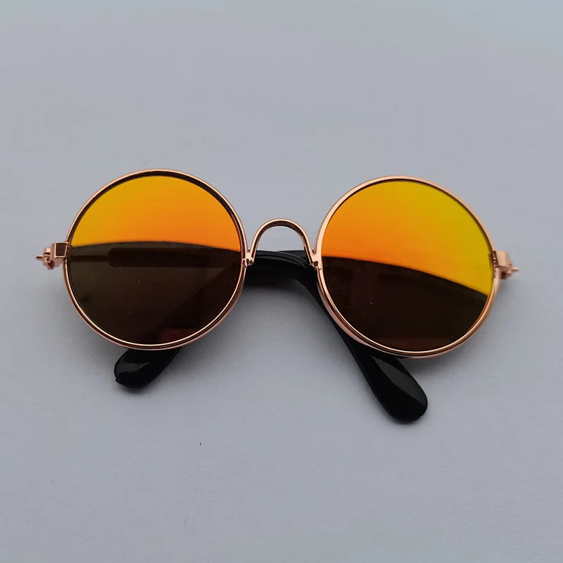 Adorável vintage redondo gato óculos de sol reflexão óculos para pequeno cão gato pet fotos produtos para animais de estimação adereços acessórios