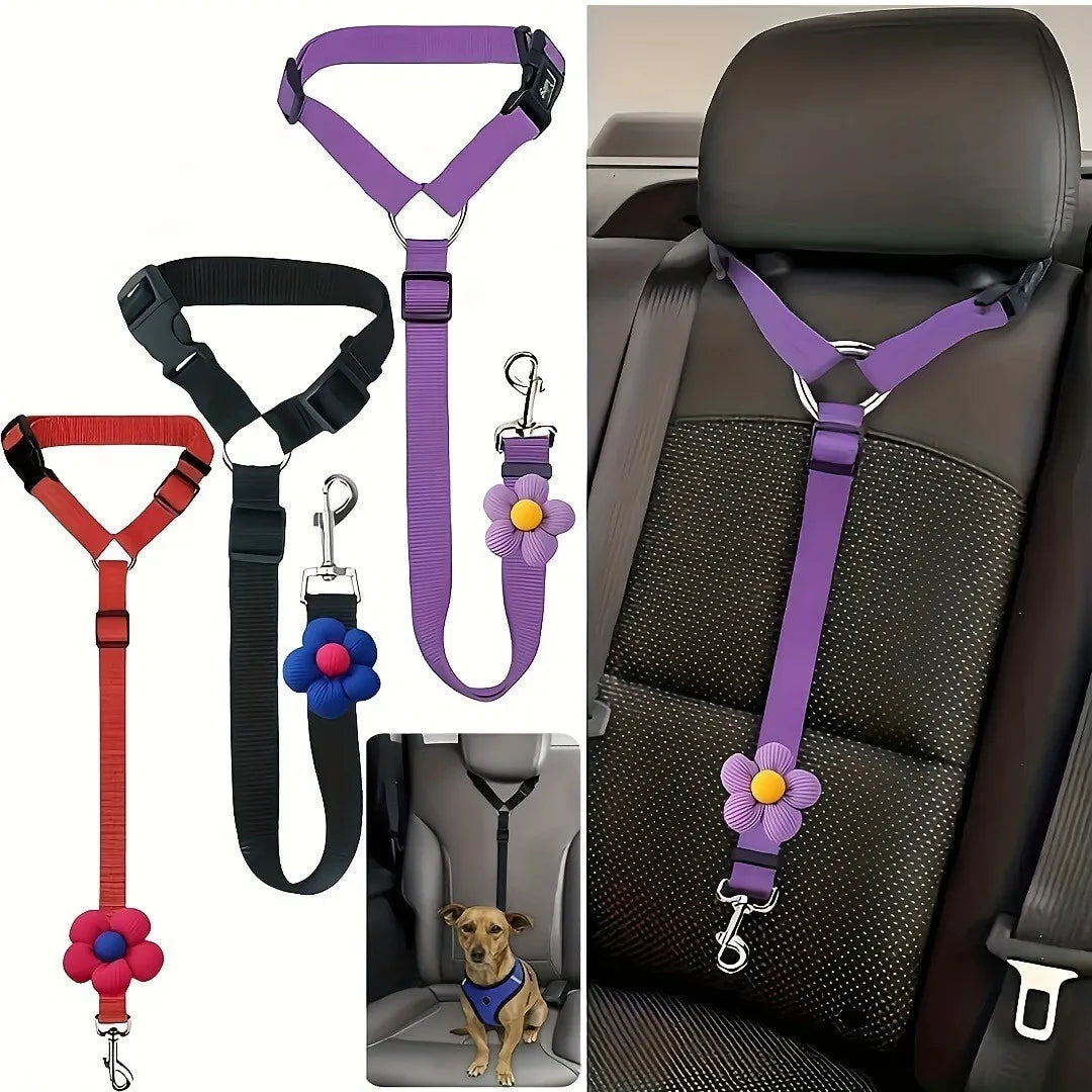 Cinto de segurança para cães (1 unidade), coleira para carro para animais de estimação, fivela de cinto de segurança para cães, cinto de segurança para cães presente de Natal, capa para assento de carro para cães.