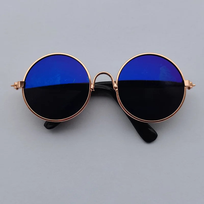 Adorável vintage redondo gato óculos de sol reflexão óculos para pequeno cão gato pet fotos produtos para animais de estimação adereços acessórios