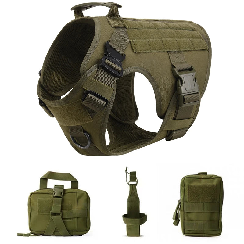 Colete militar tático para animais de estimação pastor alemão golden retriever treinamento tático arnês e trela conjunto para todas as raças cães