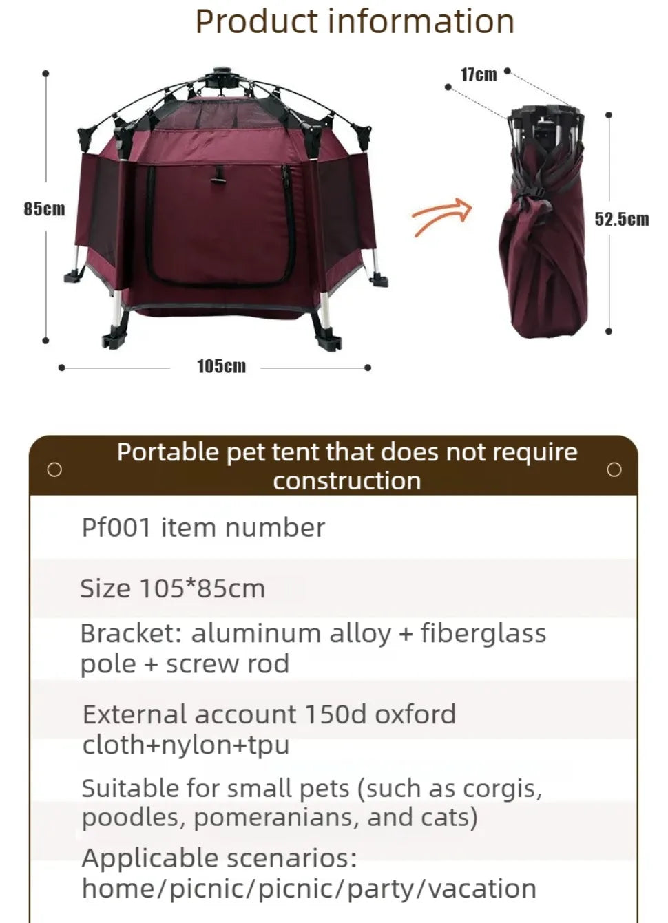 Tenda Dobrável para Animais de Estimação, Casa Respirável para Cães e Gatos, Cerca Portátil para Cães Pequenos, Adequada para Todas as Estações