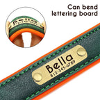 Coleira de couro pu personalizada com placa de identificação, coleira macia acolchoada para cães, nome gravado gratuito para cães pequenos, médios e grandes, ajustável