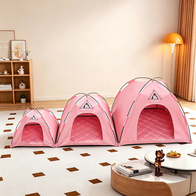 Casa Dobrável para Gatos, Tenda para Animais de Estimação, Ninho Universal para Gatos e Cães, Tapete Quente de Inverno, Portátil e Respirável