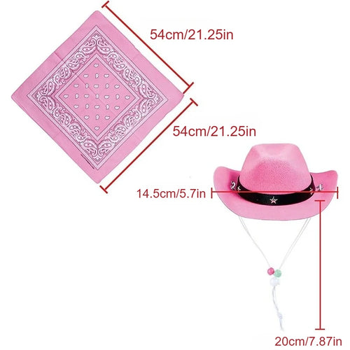1 conjunto de chapéu de cowboy tamanho animal de estimação para cães e cachecol bandana acessórios ocidentais para gatos cães festa festival uso diário